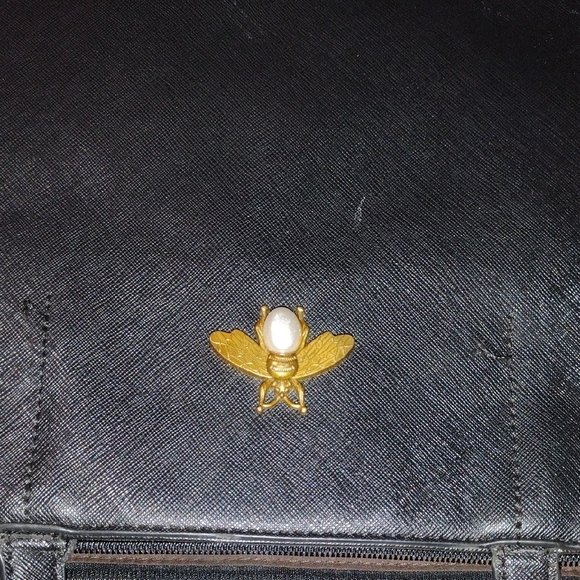 Black Tote Bag with Gold Bee Accent - Picture 6 of 16